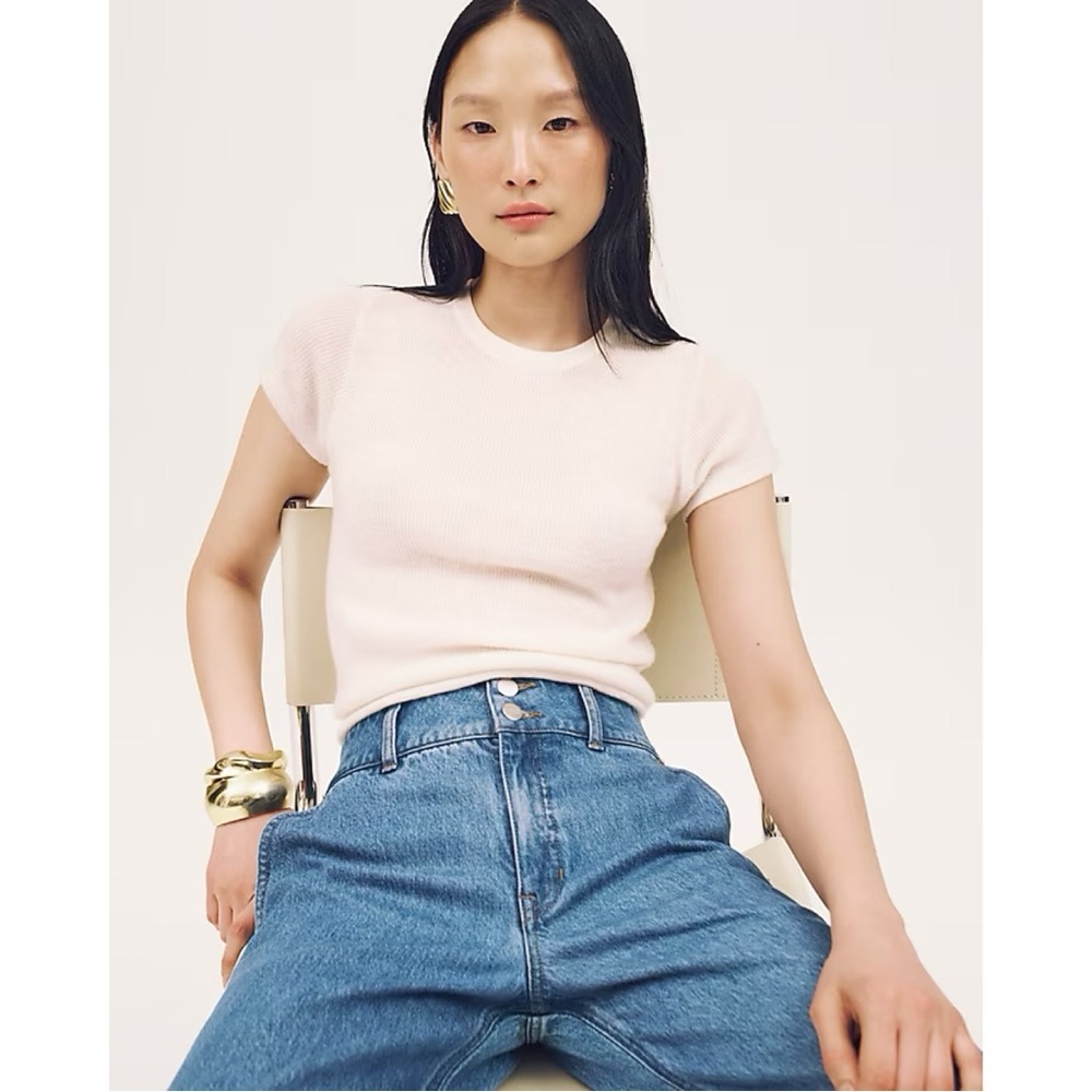 J. Crew Slim Wide Leg Jeans Petite 31 Denim Blue Stacked Buttons Modern Classic - Picture 2 of 13